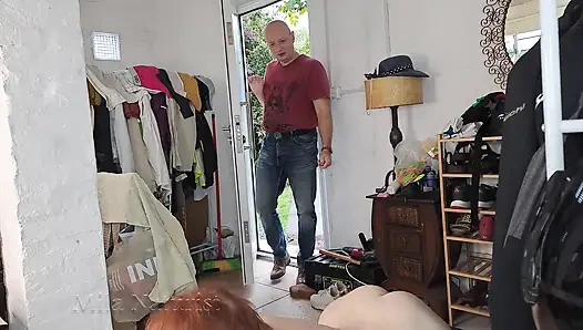 He came home early from work. I was caught naked.