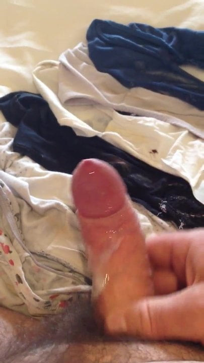 Wanking into wife's dirty panties