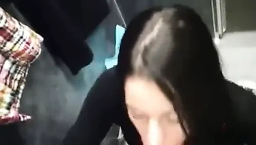 Hot Brunette Changing Room Mouth Filled With Cum