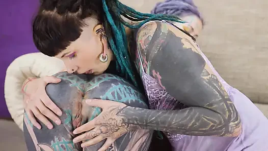 FFM Tattoo Threesome with Two Alternative Teens
