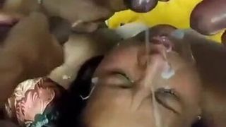 Mom having facial with son’s friends