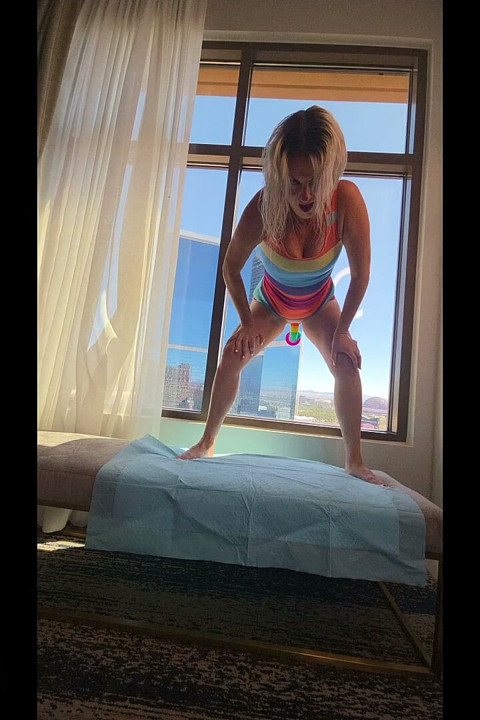 Rainbow Blonde Squirts by the Window Starring Ivy Lace