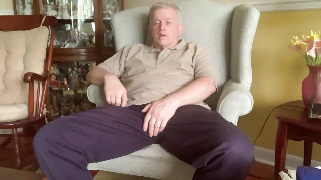Horny daddy masturbating naked