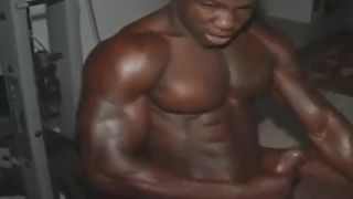 Black muscle hunk small cock cumshot
