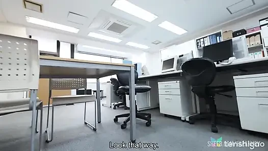 Japanese office lady Fumina Oka shows off her sexy body to her colleagues.