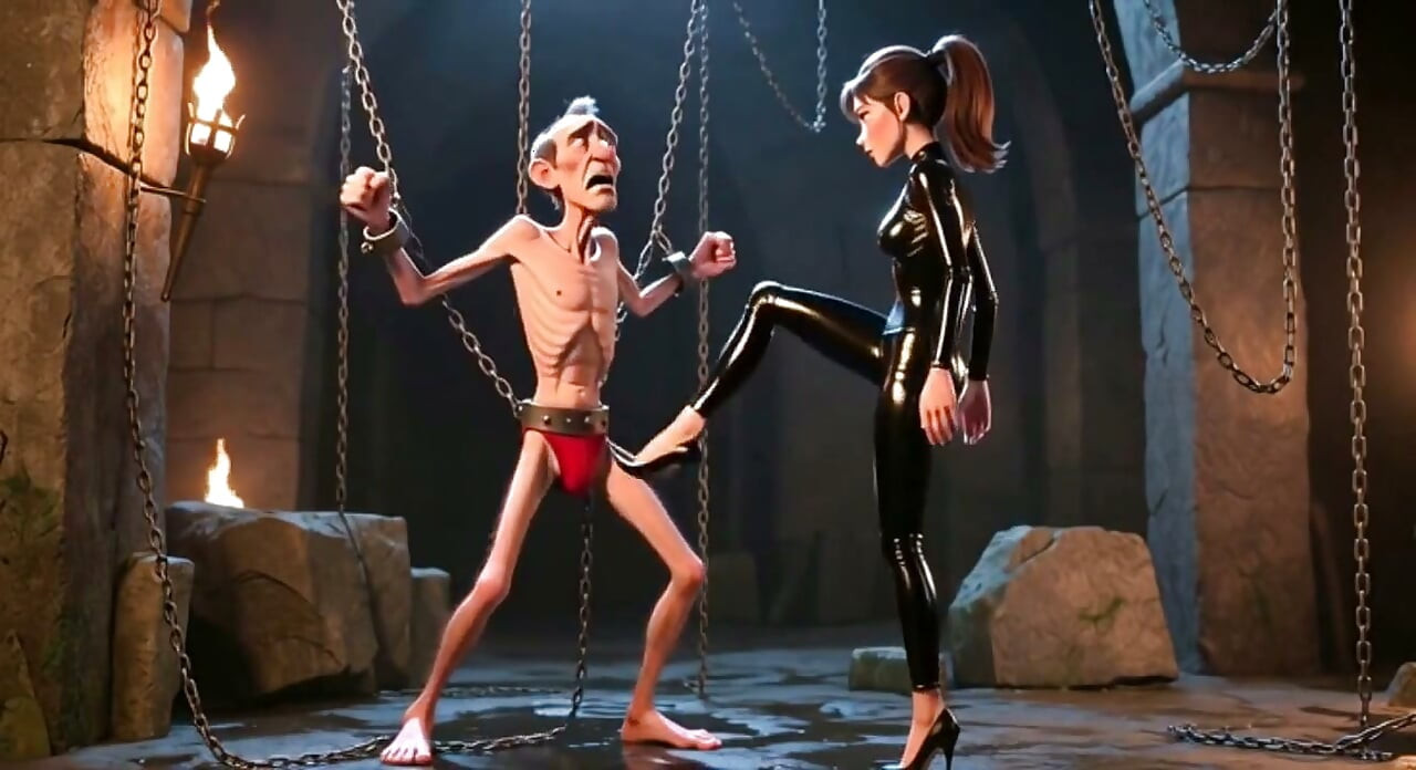 Ballbusting - Dominatrix Kicks Bound Man's Balls