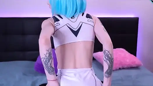 Rei Ayanami Reitet Einen Großen Schwanz. Karneli Bandi