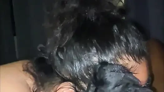 Asian Deepthroat blowjob her stepbrother while Family not Home