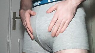 Diaper Boy tests new underwear with a Huge Full Diaper