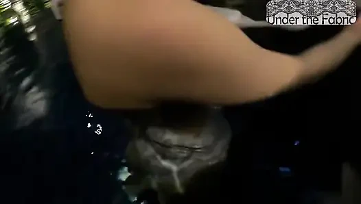 Debut bikini putih di kolam renang pribadi suite mewah dua putaran menelan dan creampie fantasi mentah