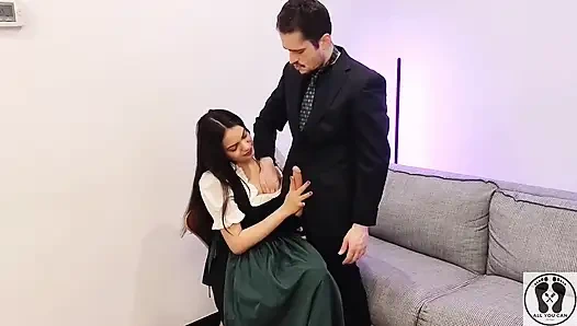 Ana Spears Jerks off Her Boss's Dick Cum on Dirndl Apron