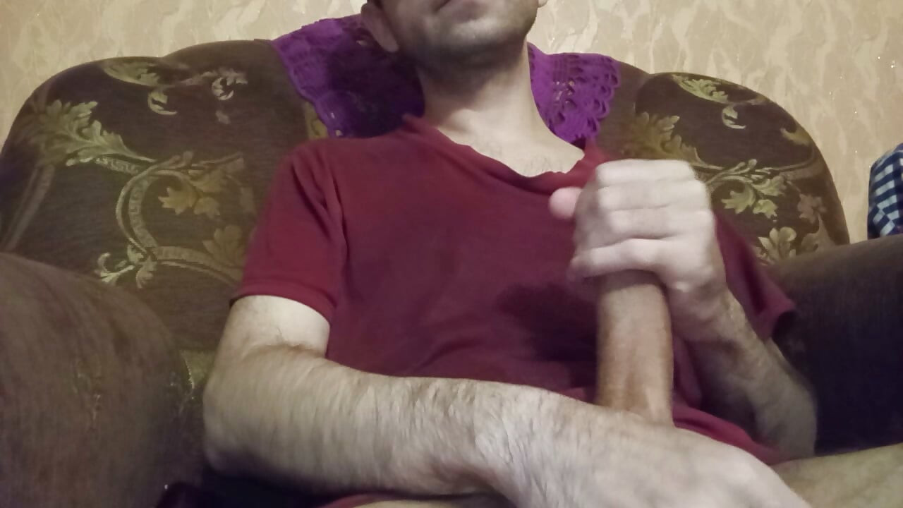 Horny Straight Man Jerking Big Cock. Solo Male Masturbation