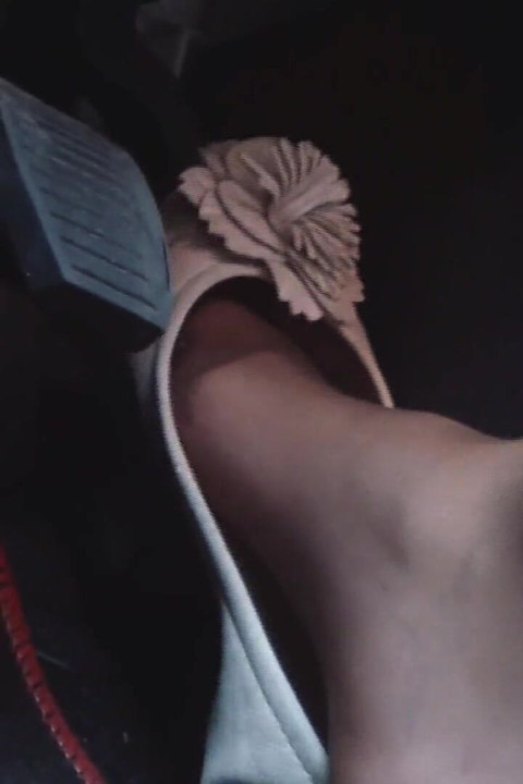 Pedal Pumping and Driving in Highway in Soft Worn Out Flats and Nylon Socks