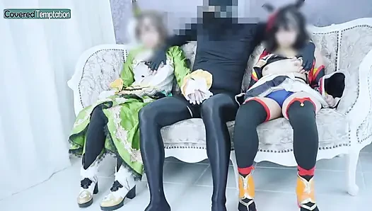 Cosplay Adult Woman Threesome Sex with Two Partners Group Scene