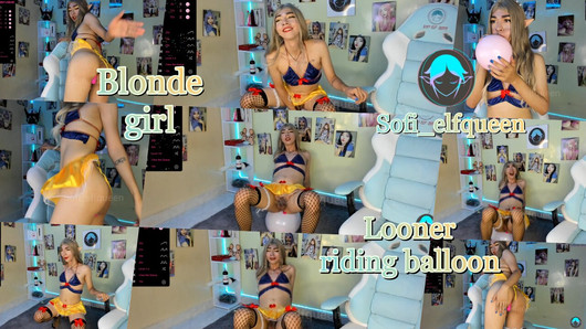 Ep2 Looner show blonde girl ride balloon to make plop with her big ass