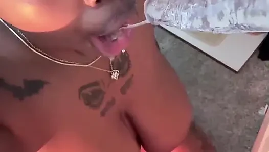 Ebony Suck Dildo Blowjob