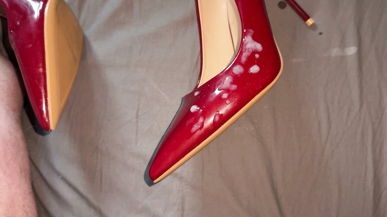Cum on red patent