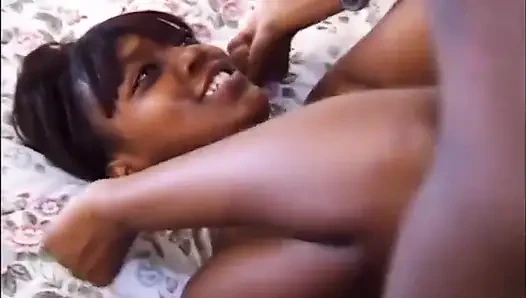 Huge black dick in sexy small tits black babe