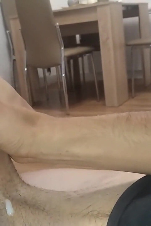 Sweet Sperm Slowly Slid Down White Boy's Big Fat Cock