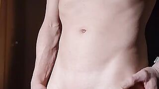Fit Skinny guy use vibro-ring for big load of sperm . Huge cumshot without touching his big cock. Handsfree massive cumshot
