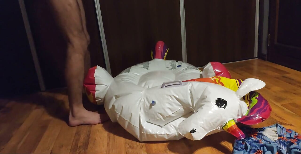 Bosse à sec sur ma licorne gonflable