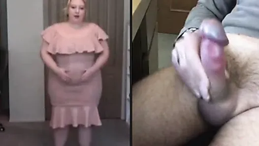 Jerking off a big dick on mature chubby milf – webcam