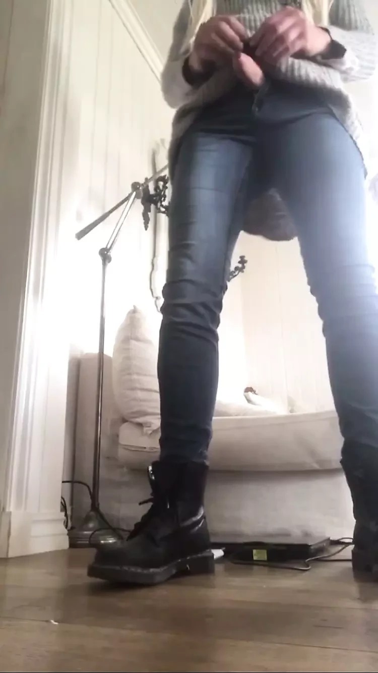 In my friends tight jeans and her small tight doc martens boots