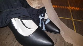 Stocking panties and heels  cum