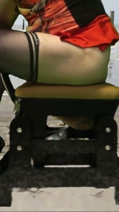 Love Glider Dildo Exploration by Mrs Samantha, riding the Monkey Rocker on the Beach! | Clip 1