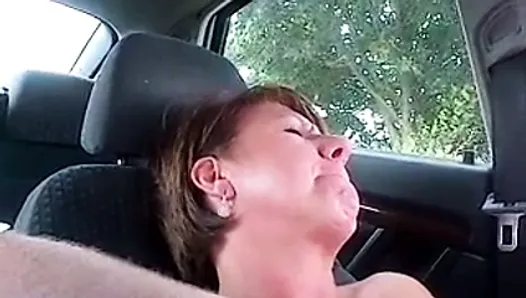 Horny wife in the car