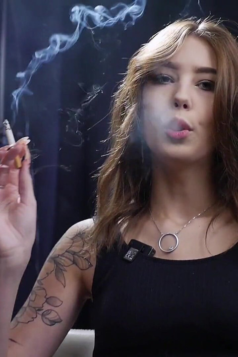 19 Years Old Brunette Is Smoking 100mm White Cigarette