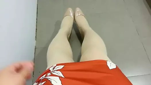 Pump porn video – Beige Patent Pumps with Pantyhose Teaser 24