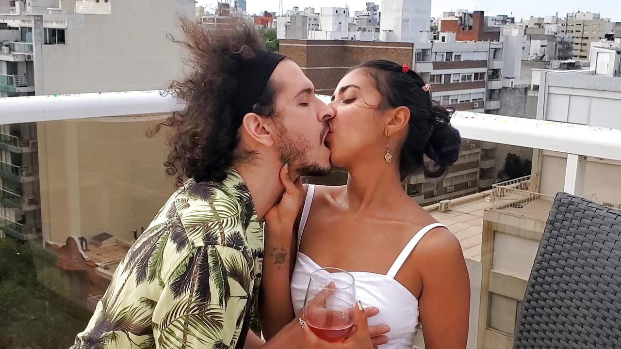 Wild Hope has sex with her future husband's best friend hours before the wedding, public sex on the rooftop
