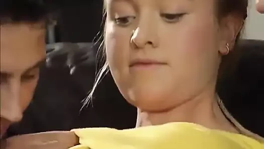 Double Penetration for a Very Cute Teen with Large Breasts