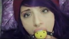 Gagged Emo with blue hair gets fucked in her ass