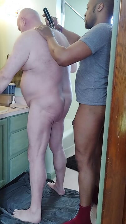 Shaved and Sucked! Bear Gets Shaved by BBC Then Sucked off!!