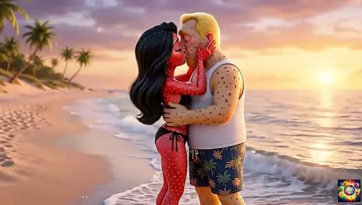 Gairah di tepi pantai saat matahari terbenam- AI Hentai ASMR