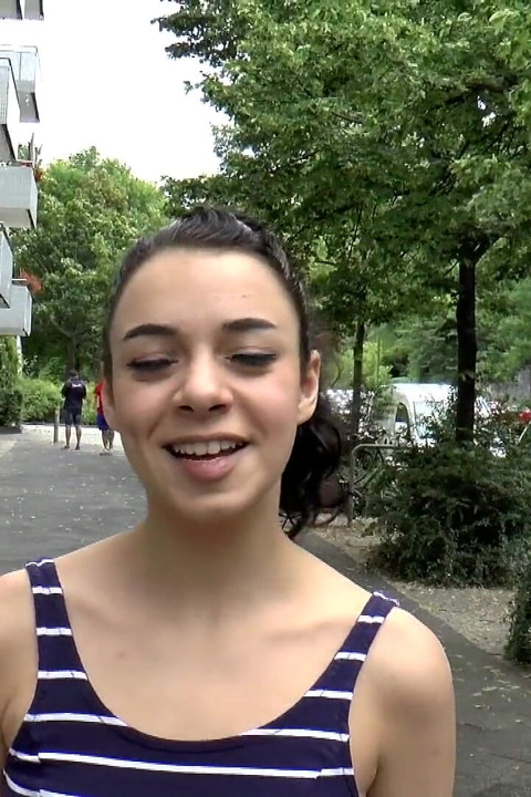 Cute brunette teen banged hard in her little pussy