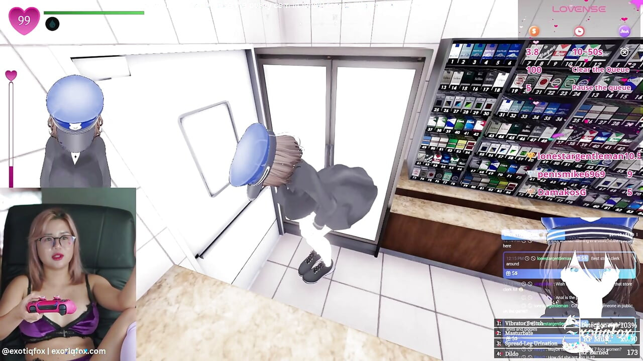 Streamer pervers drăguș joacă secret flasher Manaka Hentai joc masturbare