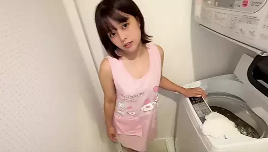 When I told my wife who was doing laundry that I wanted to do it on the spot, she gave me a in front of the washing machine and let me insert my into her a lot.