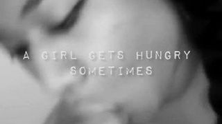Uma garota fica com fome às vezes