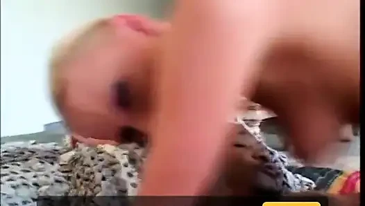 Randy blond gets both holes fucked and her face creamed