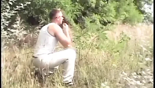 Bottom boy gets on his knees and deep throats a hard cock then fucks