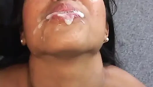Hung stud lounges on the couch while getting his dick blown then fucks