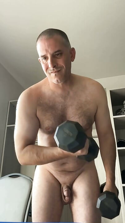 Bicep Curls and Big Fat Dick Touching