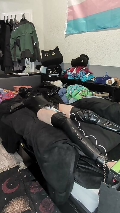latex bondage with vibrator