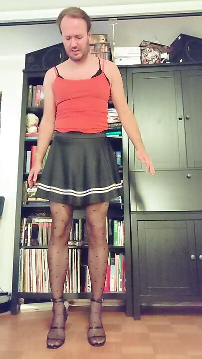 Chastity sissy humiliation - anal hook attached to ceiling