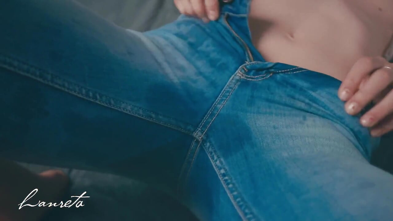 Wild Tight Jeans Foreplay. Squirting Pussy. Button Licking