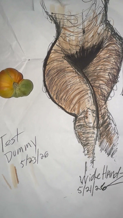 This was a WideHandz test dummy.  This is a copy of the original drawing, it is colored with a couple of color pencils.