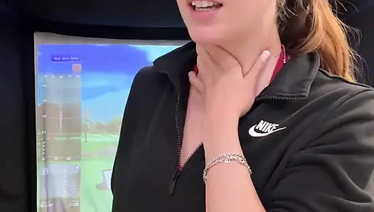 Trying to Golf in a Simulator with My Lush in! Trying Not to Cum While I Swing!